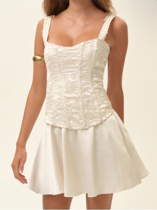 For Love And Lemons Dresses & Skirts - NWT FOR LOVE AND LEMONS OLEA EMBROIDERED CORSET CREAM MINI DRESS